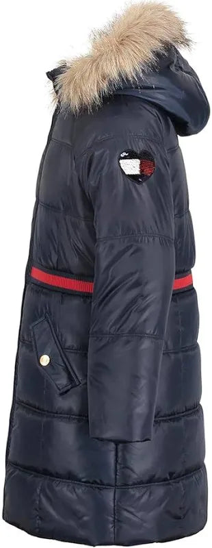 Tommy Hilfiger Girls Fur-Lined Puffer Jacket- size 7
